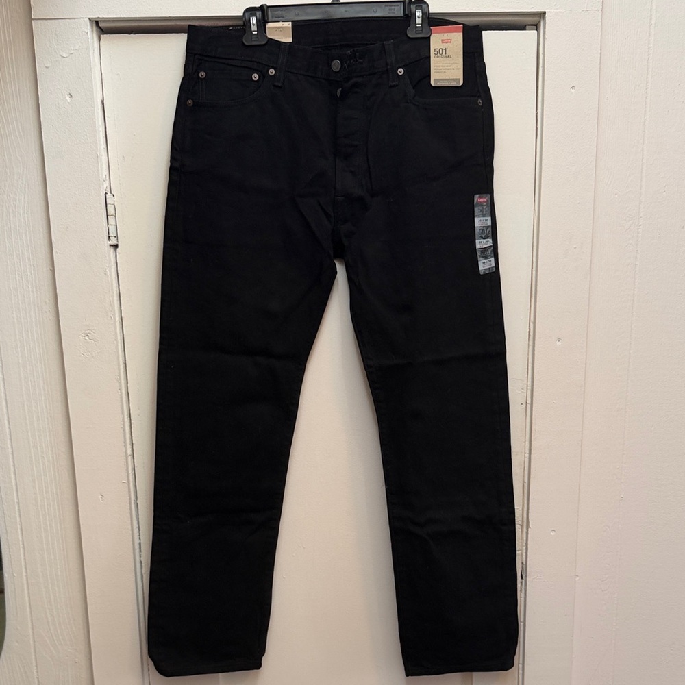 Levi's Men's Jet Black 501 Stretch Straight Jeans